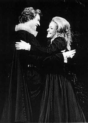 Beatrice and Benedick in the redesigned Much Ado, 1969